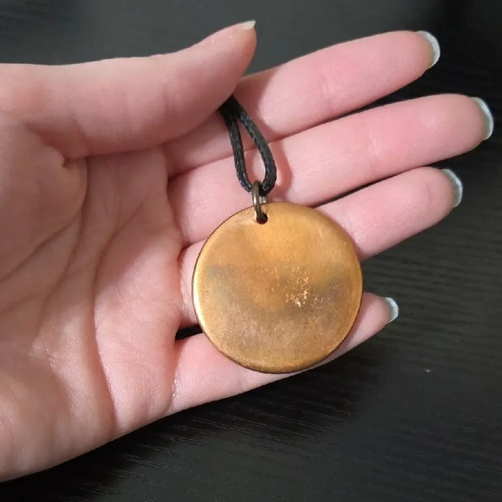 Cooper Round Tree Of Life pendant Solid Copper Cord Necklace